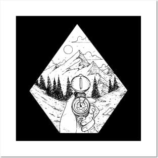 Get Lost Mountain Compass Posters and Art